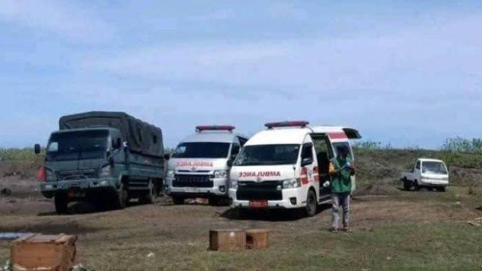 PEMUSNAHAN BAHAN PELEDAK - Belasan orang dilaporkan menjadi korban saat pemusnahan peluru atau bahan ledak kedaluwarsa di Desa Sagara, Kecamatan Cibalong, Kabupaten Garut, Jawa Barat, Senin (12/5/2025).