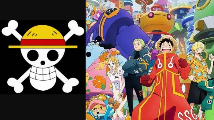 VIRAL BENDERA ONE PIECE - (Kiri) Kekhawatiran pemerintah atas pengibaran bendera One Piece jelang 17 Agustus. (Kanan) Poster terbaru Ark Egghead One Piece.