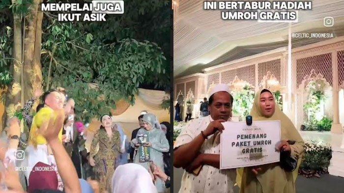 Pesta pernikahan di Gresik, Jawa Timur, viral di media sosial karena ada undian umrah gratis untuk tamu undangan, 2024.
