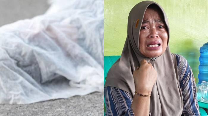 TUKANG OJEK DIBEGAL - Ilustrasi foto jenazah tukang ojek dan istri tukang ojek bernama Sriana (42) saat diwawancarai di kediamannya di Kelurahan Sei Mati, Kecamatan Medan Labuhan, Kota Medan pada Rabu (30/7/2025).