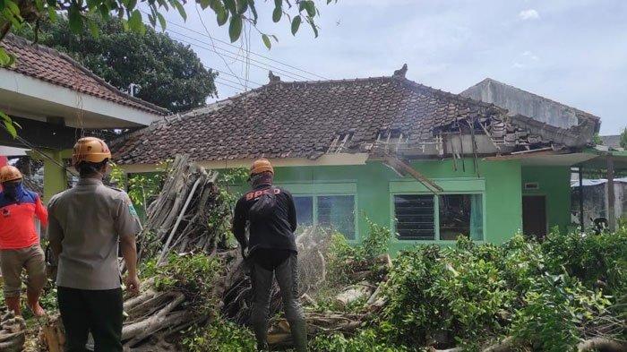Pohon tumbang akibat lapuk timpa atap gedung Pepabri Kota Batu hingga mengalami kerusakan, Selasa (4/2/2025).