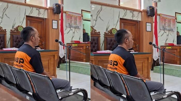 DIVONIS - Poniman mendengarkan putusan hakim di Pengadilan Negeri Lumajang, Selasa (10/6/2025).