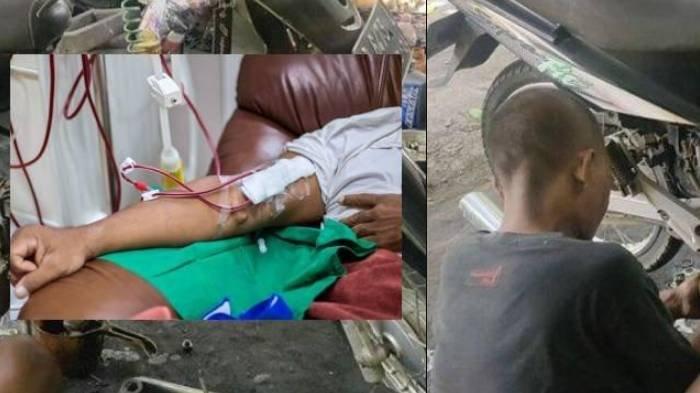 Wiji Untara (45) atau Toro, tukang bengkel yang harus cuci darah dua kali dalam satu minggu karena minum 15 gelas kopi per hari.