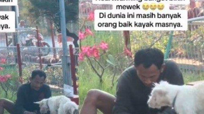 Potret viral pria yang makan bareng anjing peliharaannya di SPBU diduga di Situbondo.
