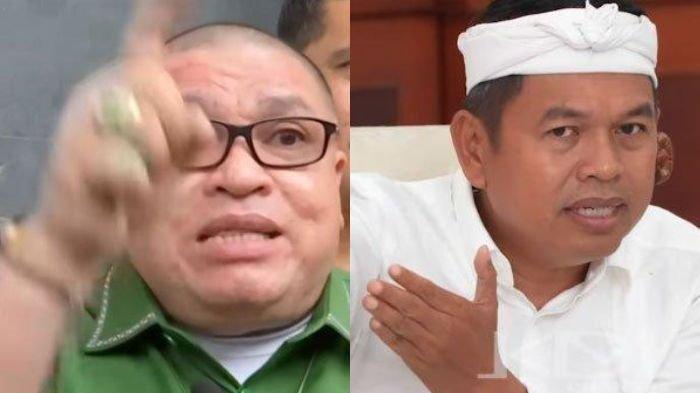 RAZMAN SINDIR GUBERNUR JABAR - Mewakili GRIB Jaya, Razman Nasution (foto kiri) menyinggung Gubernur Jawa Barat, Dedi Mulyadi (foto kanan) soal kasus penganiayaan dan pembakaran mobil polisi di Harjamukti, Depok, Jawa Barat.
