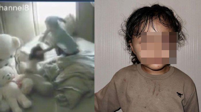 Rekaman CCTV yang menunjukkan pelaku pengasuh berinisial IPS saat melakukan penganiayaan kepada anak selebram di Kota Malang