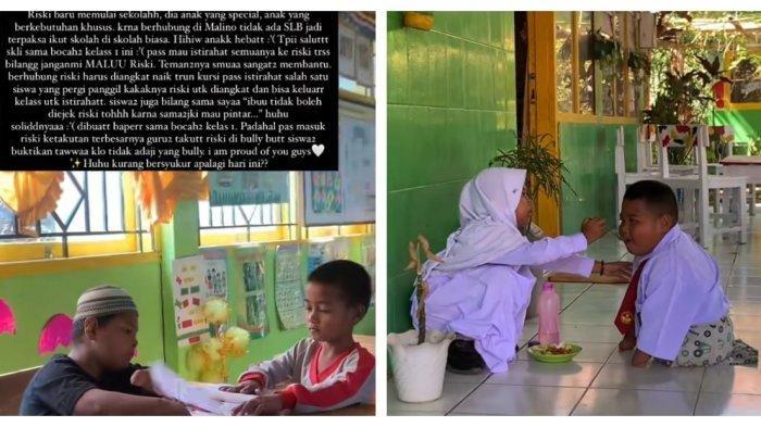 Reski Si Bocah 1 SD Semangat Sekolah Meski Tak Punya Kaki, Makan Disuapi Teman, Guru: MashaAllah Nak