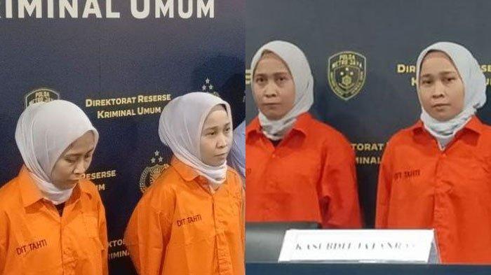 Si kembar Rihana Rihani saat diperlihatkan pihak Polda Metro Jaya, Selasa (4/7/2023).