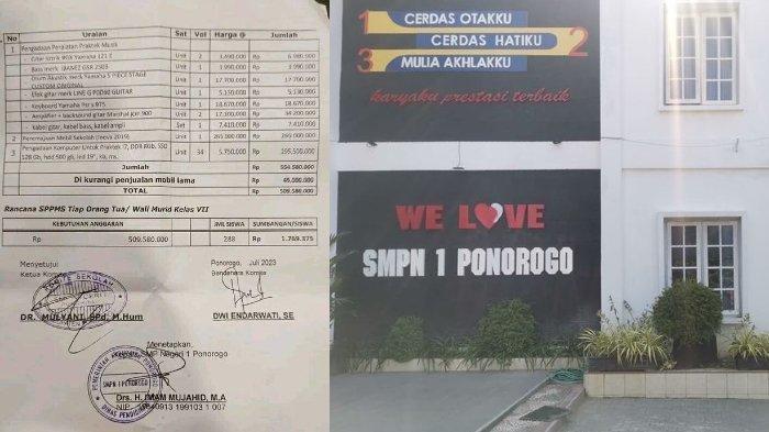 Rincian barang yang diminta pihak sekolah lewat Kepsek SMP di Ponorogo yang minta tiap siswa bayar iuran