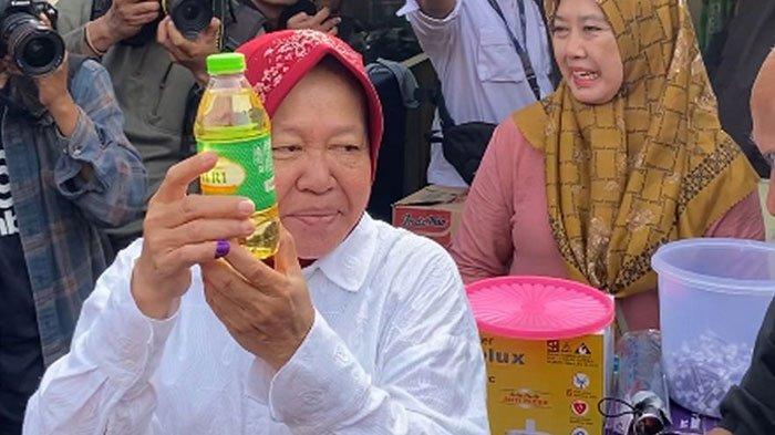 Risma kaget dapat doorprize minyak goreng usai nyoblos.