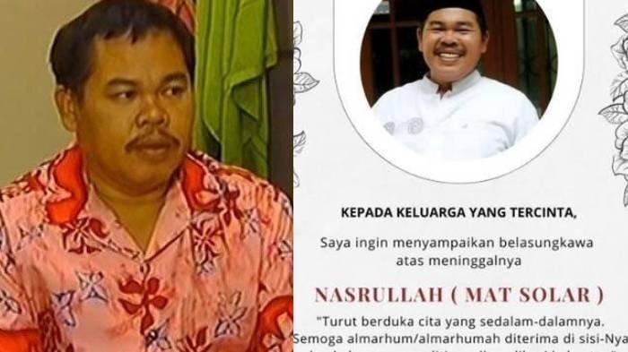 MAT SOLAR MENINGGAL - Berita duka meninggalnya Mat Solar dalam unggahan di akun Instagram Rieke Diah Pitaloka. Berikut riwayat penyakit hingga soal sengketa tanah Mat Solar.