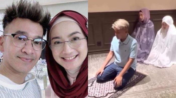 SALAT BERJAMAAH - Ruben Onsu terekam kamera salat berjamaah dengan Desy Ratansari dan putrinya, Nasywa. Sebab itu, mereka makin didoakan berjodoh oleh publik.
