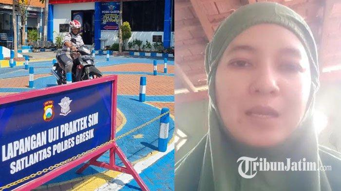 Saat pemotor menjajal lapangan uji praktek SIM di Satpas Satlantas Polres Gresik dan video ibu di Gresik marah anaknya tidak lulus ujian SIM 13 kali