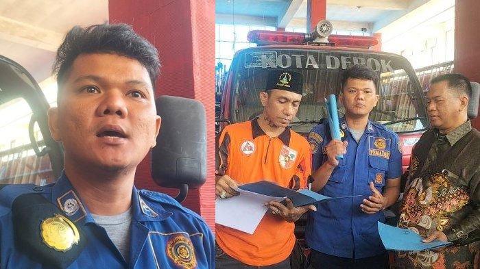 Sandi Butar Butar memenuhi panggilan atasannya usai memviralkan kerusakan peralatan di UPT Damkar Cimanggis, Selasa (23/7/2024).