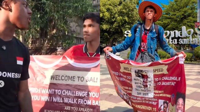 Saputra Nendi nazar jalan kaki dari Bali ke Jakarta usai kalah lomba lari dari IShowSpeed