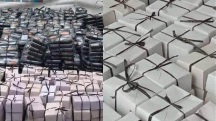Sejumlah kotak makan pesanan catering yang telah sampai di Masjid Raya Sheikh Zayed Solo yang merupakan hasil pesanan fiktif.