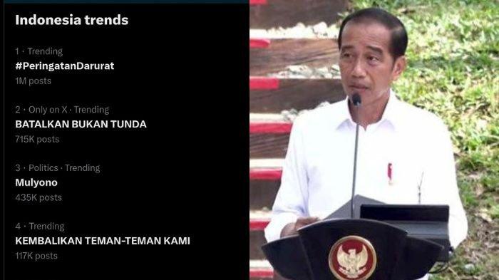 Mulyono menjadi trending topic di media sosial X selama aksi protes revisi undang-undang pilkada, Jumat (23/8/2024).