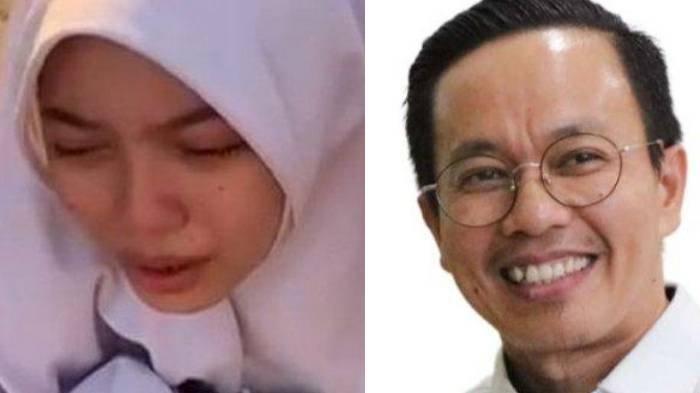 Sintia Gustiana Putri, mahasiswi menangis karena motornya hilang di parkiran Perpustakaan dan Kearsipan Lampung, Senin (29/10/2024). Kadis Perpustakaan dan Kearsipan Lampung beri tanggapan.