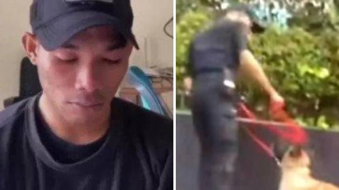Sosok satpam yang pukul anjing viral di media sosial.