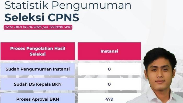 Statistik pengumuman hasil seleksi CPNS 2024 per 6 Januari 2025.