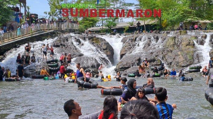 Suasana Wisata Alam Sumber Maron di Desa Karangsuko, Kecamatan Pagelaran, Kabupaten Malang, Selasa (25/4/2023).