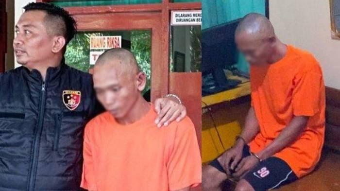 PRIA BUNUH ISTRI - Sunardi (44), pelaku pembunuhan gadis penagih utang, Sri Pujiyanti, saat dihadirkan di Mapolres Metro Bekasi, Rabu (5/2/2025). Selain membunuh Sri, Sunardi juga menghabisi nyawa istri keduanya, Almaidah, pada 2022 silam.