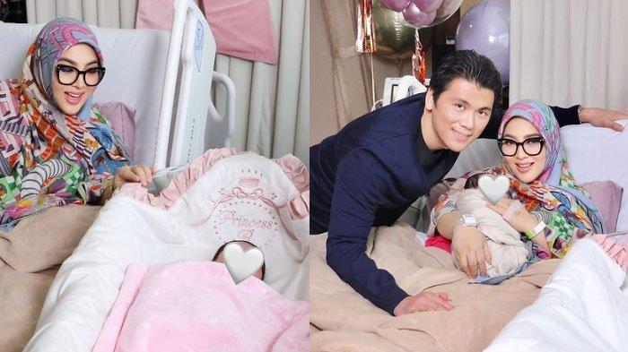 Syahrini dan Reino Barack bersama anak pertama mereka yang baru lahir, Baby R.