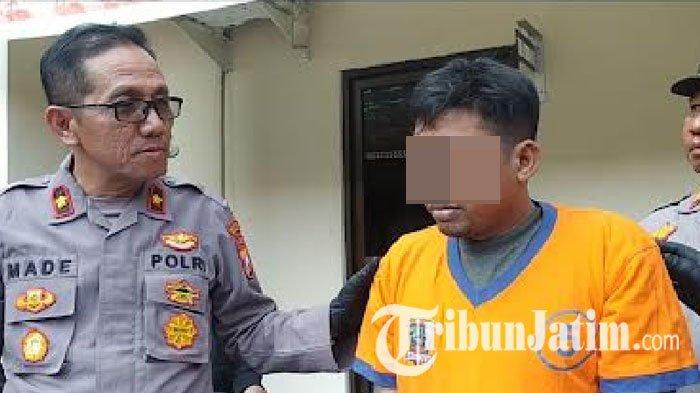 TF, tersangka kasus pencurian motor di Surabaya saat diinterogasi Kapolsek Sukolilo Polrestabes Surabaya, Kompol I Made Patera Negara, Sabtu (21/10/2023).