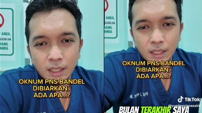 Tangkapan layar dr Yusdeny Lanasakti saat menyampaikan keluhannya di media sosial TikTok dalam artikel berjudul 'Viral Curhatan Dokter di Bondowoso Keluhkan Oknum Dokter Spesialis yang Jarang Masuk Tapi Gaji Utuh'