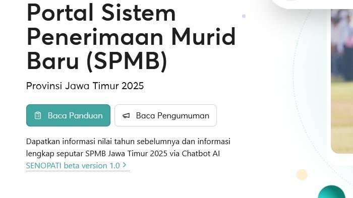 SPMB JATIM 2025 - Tangkapan layar portal SPMB Jatim 2025.