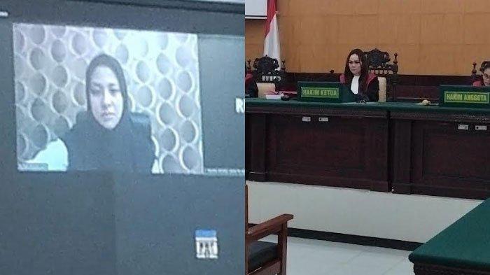 Polwan Bakar Suami di Mojokerto: Terdakwa Briptu Dila menjalani sidang vonis kasus KDRT secara daring, di Pengadilan Negeri Mojokerto, Kamis (23/1/2025).