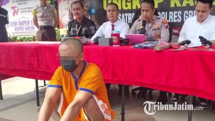 Tersangka Umam (tengah) pelaku pencabulan terhadap anak tirinya