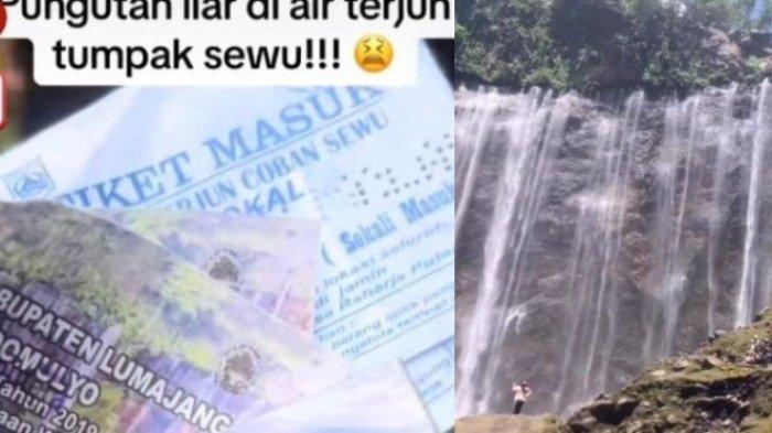 Tiket masuk ke wisata Air Terjun Tumpak Sewu membuat wisatawan kesal karena ditagih hingga tiga kali.
