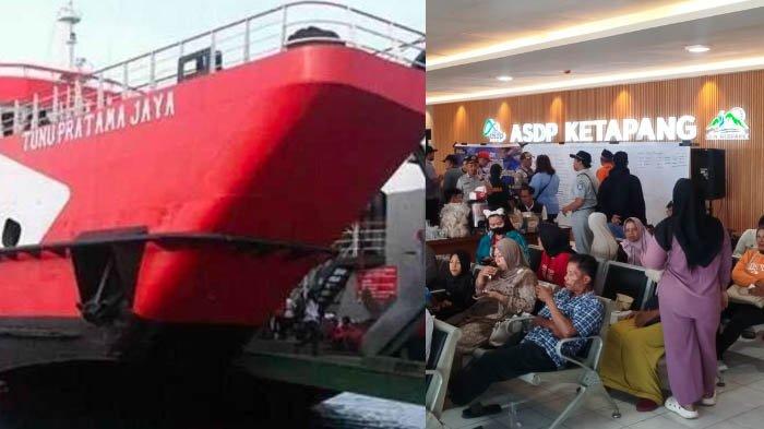 KAPAL TENGGELAM - Kapal KMP Tunu Pratama Jaya yang tenggelam di Selat Bali pada Rabu (2/7/2025) dan ruang tunggu di Pelabuhan Ketapang Banyuwangi dipenuhi keluarga penumpang KMP Tunu Pratama Jaya, Kamis (3/7/2025).