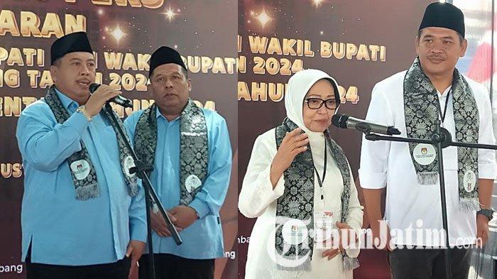 Bakal Calon Bupati dan Bakal Calon Wakil Bupati Jombang, Warsubi-KH Salmanudin Yazid dan Mundjidah-Sumrambah yang akan maju Pilkada Jombang 2024.