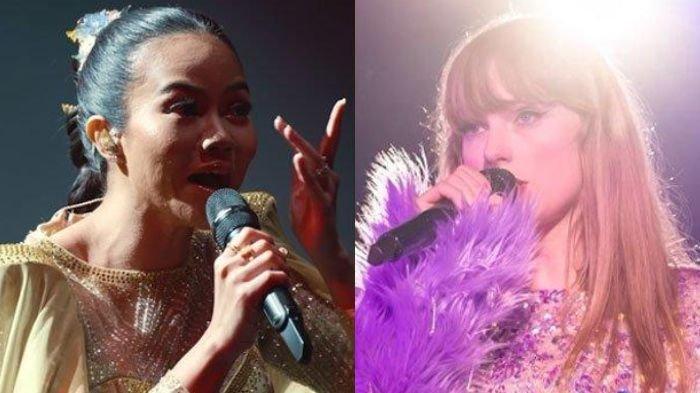 Potret Yura Yunita dan Taylor Swift, dua sosok penyanyi yang namanya sering disebut dalam konten curhat viral di media sosial.