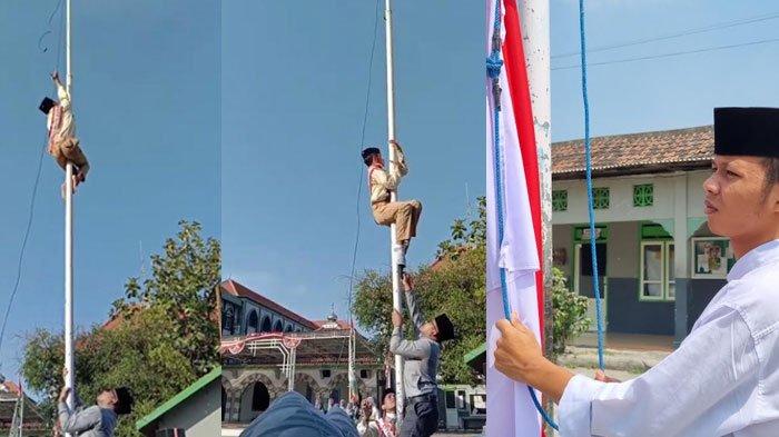 Viral video seorang santri di Gresik nekat panjat tiang bendera saat HUT RI ke-78 di halaman Pondok Pesantren Ushulul Hikmah Al Ibrohimi, Manyarejo, Kecamatan Manyar. Video berdurasi 3 menit viral di media sosial instagram.