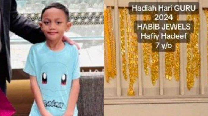 Hafiy Hadeef, bocah kelas 2 SD beri guru hadiah emas pada Hari Guru 2024.