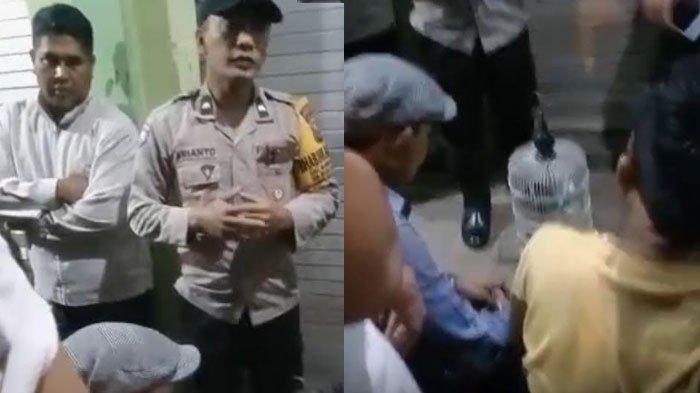 tangkapan layar warga saat mengerumungi ke dua orang yang diduga melakukan hipnotis bermodus jual kain