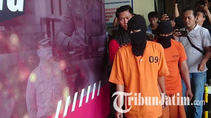 Tersangka David (22) dan Agus (29), dua warga Kabupaten Garut, Jawa Barat, yang merudapaksa gadis tunarungu wicara di Tulungagung, Jumat (20/12/2024).