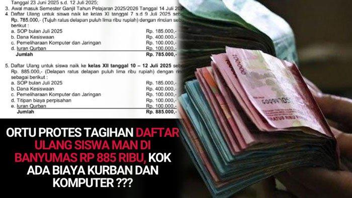 PUNGLI - Dugaan pungli di sebuah MAN Kabupaten Banyumas, Selasa 1 Juli 2025. Sekolah meminta iuran Rp885 ribu untuk daftar ulang.