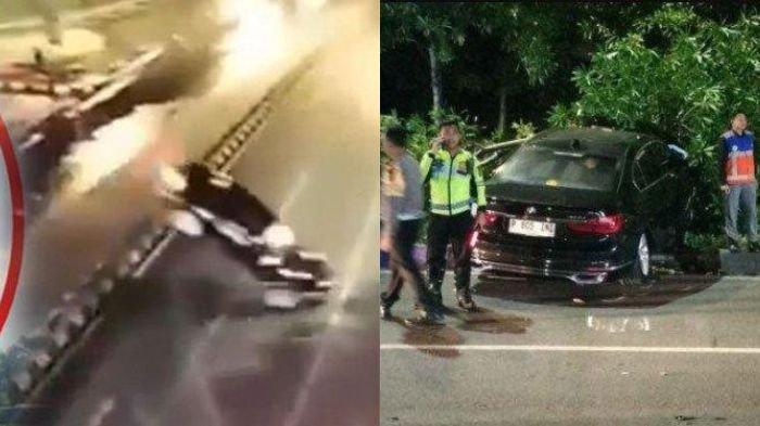 MOBIL TERBANG - Mobil BMW terekam kamera pengawas terbang bebas dari Tol Krian - Gresik, Sabtu (5/4/2025) malam. Kini terkuak kondisi penumpang dan sosok pengemudi.