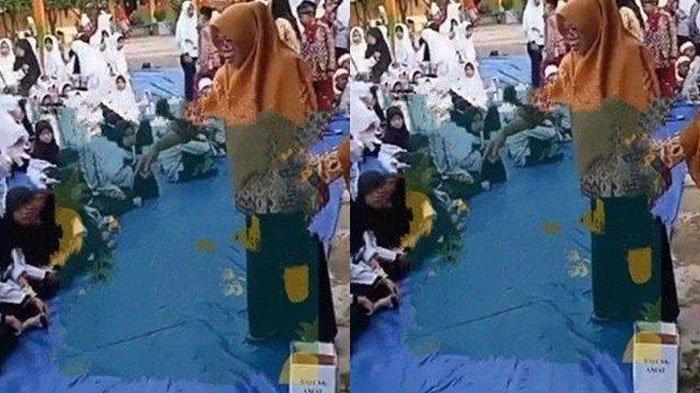 Tangkapan layar video guru diduga permalukan murid yang berinfak.