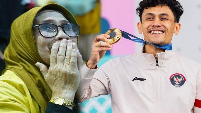 Ibu Veddriq Leonardo menangis haru anaknya meraih medali emas di Olimpiade 2024