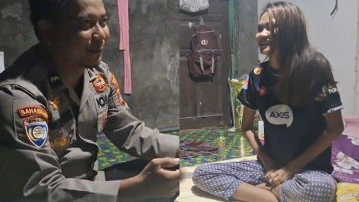 KORBAN PENIPUAN PINJOL - Babinkamtibmas, Aipda Muhammad Yamin, saat mendatangi korban penipuan dengan modus pinjol, Laelatus Sholehah (30), warga Desa Tri Martini, Kecamatan Sungai Loban, Kabupaten Tanahbumbu, Kalimantan Selatan.