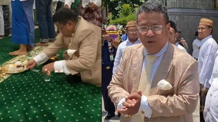 Hotman Paris saat duduk di belakang orang salat