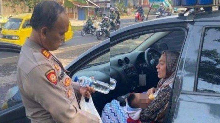 IBU DITINGGAL SUAMI - Kepala Pos Terpadu AKP Asep Saefulloh ketika mendampingi seorang ibu asal Pangalengan bersama bayi 4 bulan yang ditinggalkan suaminya saat istirahat di masjid Kaum Ciawi, Selasa (1/4/2025).