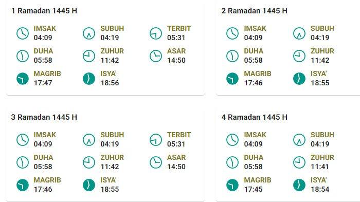 Jadwal imsak dan buka puasa untuk wilayah Sidoarjo, 12-15 Maret 2024.