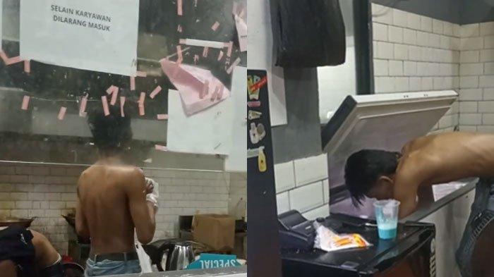 Karyawan goreng ayam di dapur kotor tanpa baju. Kini restoran tutup usai viral.