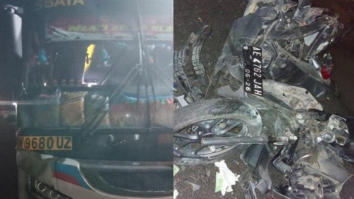 KECELAKAAN - Terjadi kecelakaan maut di Ngawi, Jawa Timur, yang melibatkan tiga kendaraan, Minggu (22/6/2025) sekitar pukul 00.15 WIB. Kecelakaan melibatkan sepeda motor Honda Beat AE 4762 JAH yang dikendarai Totok Dwi Prasetyo (31), warga Desa Banjaransari, Kecamatan Padas, Kabupaten Ngawi. Kemudian mobil Toyota Vios B 2246 BC yang dikemudikan Endriyanto (51), warga Bekasi, serta Bus Sugeng Rahayu W 9680 UZ yang dikemudikan Candra Kustiawan (25), warga Surakarta.